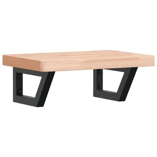 vidaXL Waschbeckenregal Wandmontage Stahl und Massivholz Buche - Braun