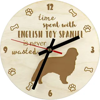 King Charles Spaniel, English Toy Spaniel - Uhr mit Hund, Holzuhr mit Gravur, personalisierte Uhr von Art-Dog