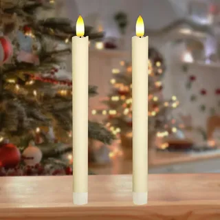 KATELUO 2 Stück LED Stabkerzen Flackernde Flamme, Batteriebetriebene LED Kerzen, Flammenlose Tafelkerzen, Elektrische Kerzen LED Echtwachskerzen für Weihnachten Hochzeit Erntedankfest Halloween