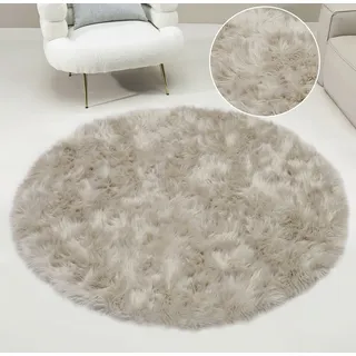 Home affaire Fellteppich »Dena, Hochflor Teppiche«, rund, 60 mm Höhe, Kunstfell, weich, Uni-Farben, Wohnzimmer, Schlafzimmer, Esszimmer Home affaire creme Ø 180 cm   1 St.