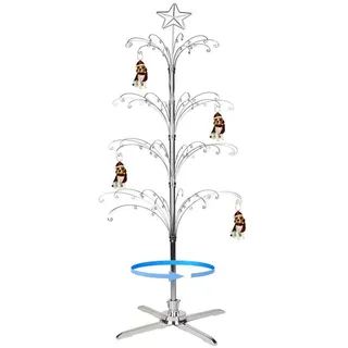 HOHIYA Metall Weihnachten Ornament Display Baum drehbarer Ständer 188 cm (Silber)