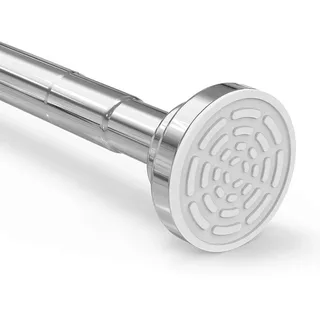 Foeska Teleskopstange Siler Duschvorhangstange ohne Bohren aus Edelstahl ausziehbare Kleiderstange durch Drehen verstellbar, sicherer Halt für Dusche und Badewanne (Silber, 120-215cm)