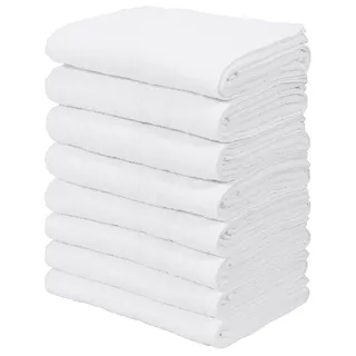 my home Handtuch Set »Inga, 8 tlg. Handtuch-Set 50x100cm« Handtücher mit feiner Bordüre, 100% Baumwolle, einfarbig, weich, weiß
