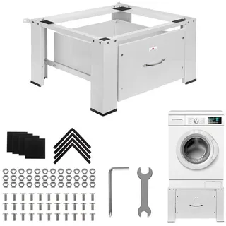 Maclean Brackets Waschtrocknersockel mit Schublade, Weiß, max. Belastung 150 kg (MC-117 W)