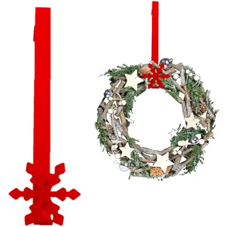 Weihnachten 30cm Metall Schneeflocke Kranz Aufhänger - Rot