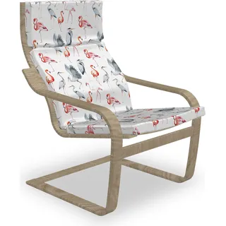 ABAKUHAUS Flamingo Poäng Sessel Polster, Reiher Vögel Aquarell, Sitzkissen mit Stuhlkissen mit Hakenschlaufe und Reißverschluss, Grau Vermilion Weiß - Grau