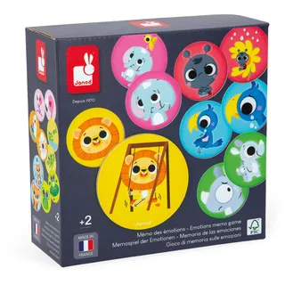 Janod - Emotionen Memo - Gedächtnisspiel - Emotionserkundung - Bildungsspiel - Entwickelt Gedächtnis und Vokabular Ab 2 Jahren - J02625