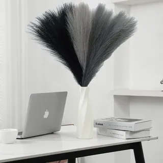 VIDSTW 30 Stück 55 cm Pampasgras Künstlich Trockenblumen Pampasgras de Deko Wohnzimmer Getrocknete Blüten Flauschig Faux Boho für Dekorieren Sie Schlafzimmer Wohnzimmer Hochzeit (Dreifarbig C)