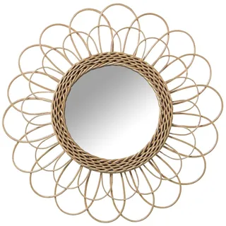 DRW Runder Wandspiegel aus Weidengeflecht in Natur, 50 x 50 x 2 cm