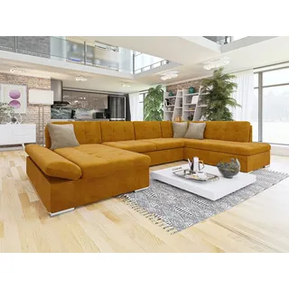 Mirjan24 Eckcouch U-Form mit Bettkasten 3-Sitzer Orange
