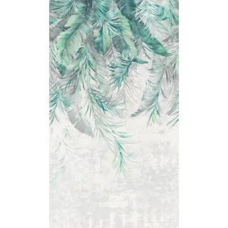 Livingwalls Fototapete Dschungel in Grau, Grün, Blau - hochwertige Vliestapete 398191 mit Motiv auf 1,59 m x 2,80 m - Made in Germany