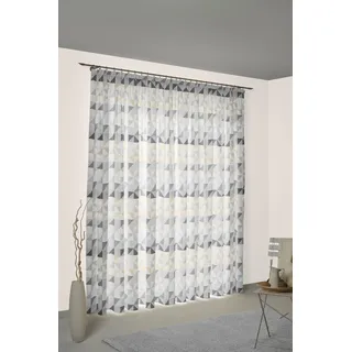 Vorhang WIRTH "Berlare" Gr. 5, grau (hellgrau), B:132cm H:255cm, Jacquard, Baumwolle, Polyester, Gardinen, Vorhang, Topseller
