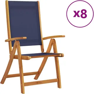 vidaXL Klappstühle, 8-teilig, Massivholz Akazie und Textilene - Blau