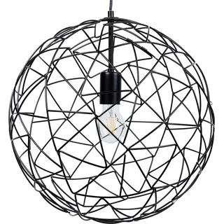 BELIANI Hängeleuchte Schwarz Metall Glühbirnen-Optik mit Schirm in Kugelform mit Netz-Optik für Wohnzimmer Esszimmer Minimalistischer Stil - Schwarz