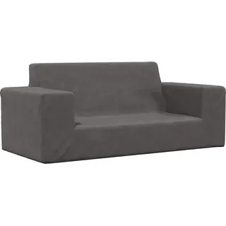 Kindersofa 2-Sitzer Anthrazit Weich Plüsch - Grau