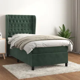Design New Bettrahmen inkl. Lattenrost - Boxspringbett mit Matratze Dunkelgrün 90x200 cm Samt - Klassische Betten Möbel2025 CHY6033396 5parcel - Grün