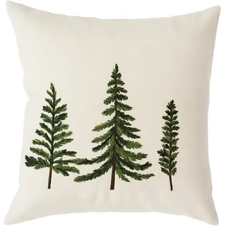 BIA Home ELSA Weihnachts Kissenbezüge 45x45 cm – Set aus 2 – Natur-Leinen Dekokissen mit Tannenbaum-Motiv – Winter & Weihnachts Deko Kissenhüllen für Sofa, Bett & Wohnbereich