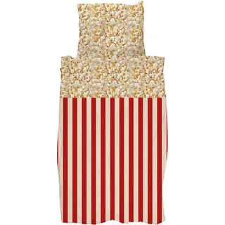 SNURK Bio-Baumewoll-Bettwäsche-Garnitur Movie Night Größe 135x200cm+80x80 - Weiß, Beige