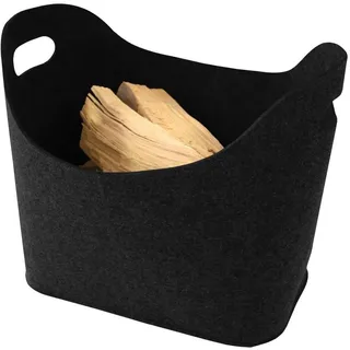 KaminoFlam Kaminholzkorb aus Filz | ovale Form | schwarz