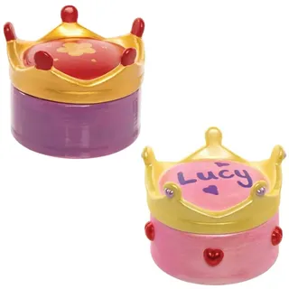 Baker Ross FE285 Schmuckkästchen aus Keramik, Prinzessinnen-Krone, 3 Stück, Bastelaufbewahrung-Schmuckbox für Kinder zum Dekorieren