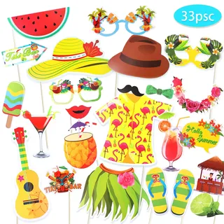 Regendeko 33pcs Hawaii Foto Requisiten Sommer Requisiten Party Accessoires Foto Booth Props Fotobox Accessoires