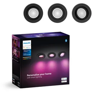 Philips Hue LED-Einbauspot Centura 3er Pack White&Color Ambiance Schwarz Ø 9 cm