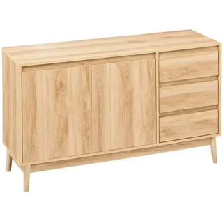 5 five simply smart 5five – Abana Sideboard mit 3 Schubladen in Eichenoptik – 2 Türen, 2 Einlegeböden – Soft-Close-Mechanismus – Wohnzimmer