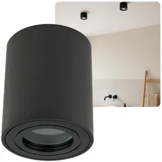 Sweet Led Aufbauspot GU10 IP44 rund schwarz gebürstet - Bad Feuchtraum geeignet - Aufbaustrahler Aluminium 230V - Deckenspot ohne Leuchtmittel