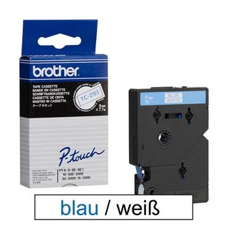 Brother TC-293 0,9cm x 7,7m weiß auf blau