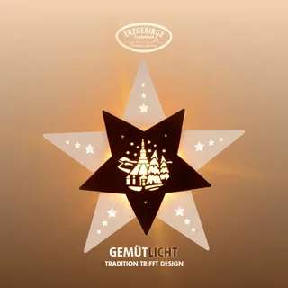 Weigla Dekostern »LED Seiffener Kirche, Fensterbild, Weiẞ-BRAUN, Made in Germany« Erzgebirge garantiert, Weihnachtsdeko Innen, Weihnachtsbeleuchtung, beige