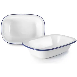 Rechteckige Auflaufform, emailliert, 27 cm, hitzebeständig, ideal zum Servieren von Lebensmitteln und zur Dekoration bei Veranstaltungen und Mahlzeiten.