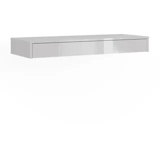 Vicco Wandregal Sherry Weiß Hochglanz 100 x 12 cm mit Schublade , Holzwerkstoff , Rechteckig , 100x12x40.1 cm , Wohnzimmer, Wohnzimmertische, Konsolentische
