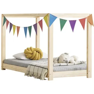 Selsey DALIDDA – Kinderbett Himmelbett mit Lattenrost Kiefernholz skandinavisch naturbelassen, 90x200 cm