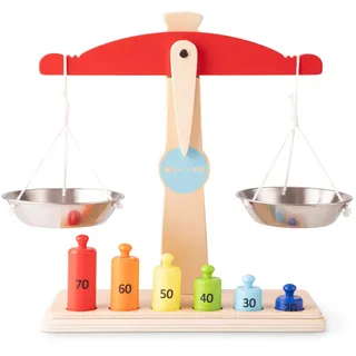 New Classic Toys Holz Spielzeug-Waage für Kinder – realistisches Kaufladen-Zubehör – pädagogisches Lernspielzeug ab 3 Jahren – robuste Kinderwaage aus Holz für Rollenspiele & Spielküche