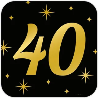 pd-party - 40. Zeichen / Fenster Dekoration für Geburtstag - Jubiläum Dekoration - Schwarz Gold - Party Deko - 40. Geburtstag Junge & Mädchen - 50x50 cm