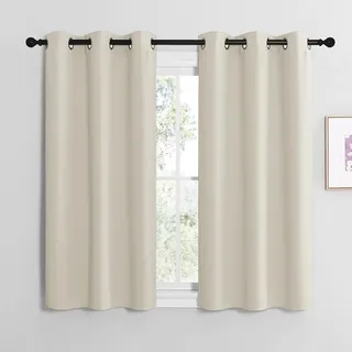 Nicetown Kurze Verdunklungsvorhänge Ösen 130 x 245 cm Beige