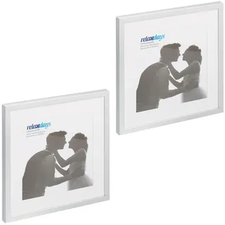 Relaxdays Bilderrahmen Silber 41x41 cm 2er Set