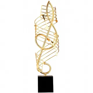 BG-DRGNING Goldene Musiknotenskulptur, 50 cm, moderne Heimdekoration, N-XL | Schlanke Statement-Form auf stabilen Metallsockeln, Foyers und Wohnbereichen