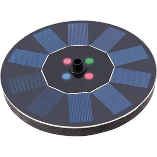 LED Solar Springbrunnen Fontäne 16x3cm Kunststoff Schwarz / Bunt - Schwarz