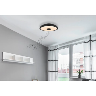 Globo Deckenleuchte , Opal, Schwarz , Kunststoff , 200 mm , rund , G , 5.5 cm , Farbwechsler, Sternenhimmel, Farben fixierbar, Bluetooth-Lautsprecher, Farbtemperaturwechsler , Lampen & Leuchten, Innenbeleuchtung, Deckenleuchten, Deckenleuchten