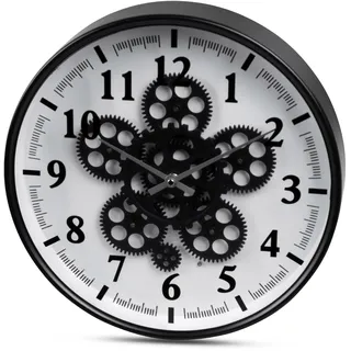 formano Moderne Wanduhr mit Beweglichen Zahnrädern 36 cm Metall Clock - Bunt
