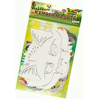 Folia Kindermasken Waldtiere, aus Pappe, weiß,