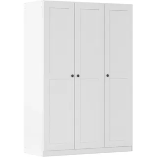 Drehtürenschrank RAUCH "Kleiderschrank Schrank Garderobe Ankleide Schlafzimmerschrank YLVA", weiß, B:135cm H:197cm T:54cm, Holzwerkstoff, Schränke, Drehtürenschrank, skandinavischer Style mit Rahmenfront und Knopfgriffen MADE IN GERMANY