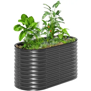 Outsunny Hochbeet,, - 160Lx80Wx80Hcm - Dunkelgrau Metall, 80x80x160 cm, Gartenzubehör, Hochbeete