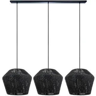 Paco Home Hugo 3-flg. E27 33 cm Rattan/Schwarz
