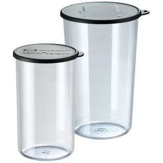 bamix Becherzubehör Set, 2-teiliges Messbecher-Set, 400ml / 600ml, Hitzebeständig, Kunststoff, BPA-frei, mit Deckel, Durchsichtig