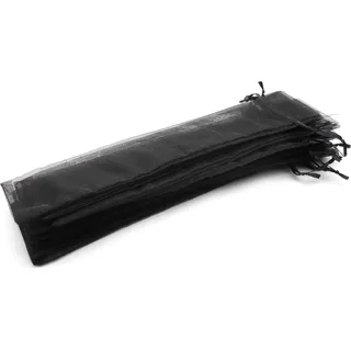 50 schwarze Organzabeutel – Größe 26 cm x 6 cm – ideal für lange Gegenstände (Fächer, Stifte, ...) (schwarz)