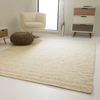Steffensmeier Landshut Handwebteppich aus 100% Schurwolle - natur hell, Größe: 130x190 cm