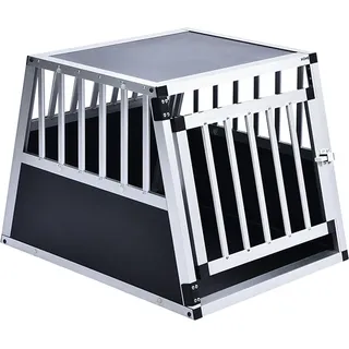 Home Deluxe - Hundetransportbox Alu SKITO - M - 69 x 54 x 50 cm - Farbe: Silber / Schwarz - Material: MDF Platten, Aluminium I Hundetransportbox Transportlösung Alu-MDF-Material Tierfreundlich Tierbedarf - Grau