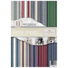 ITD Collection RP055 Reispapier, Retro Stripes, 21x30x0,15cm